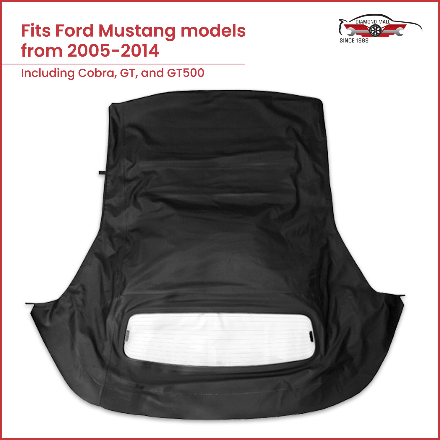 2005-14 Ford Mustang Convertible Soft Top w/ DOT Approved Heated Glass, BURGUNDY