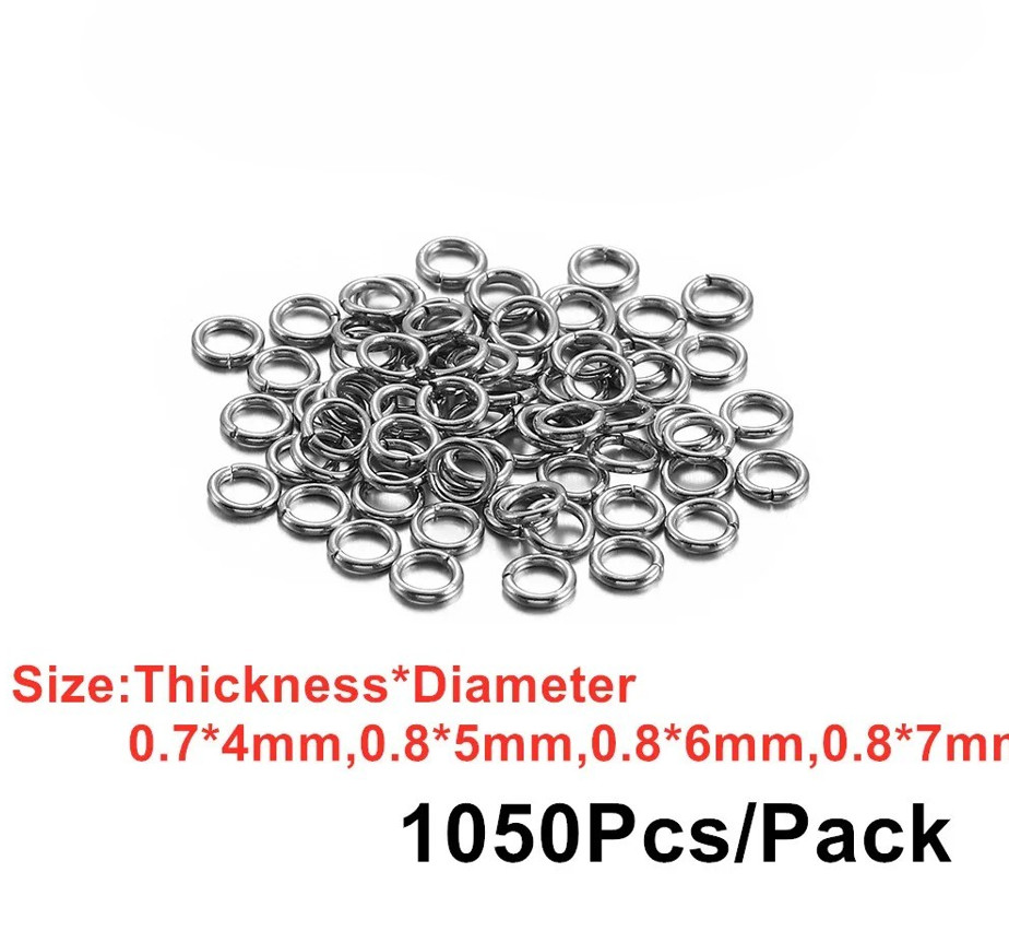 1050pcs Stainless Steel Open Jump Rings DIY Jewelry Making Connectors Set