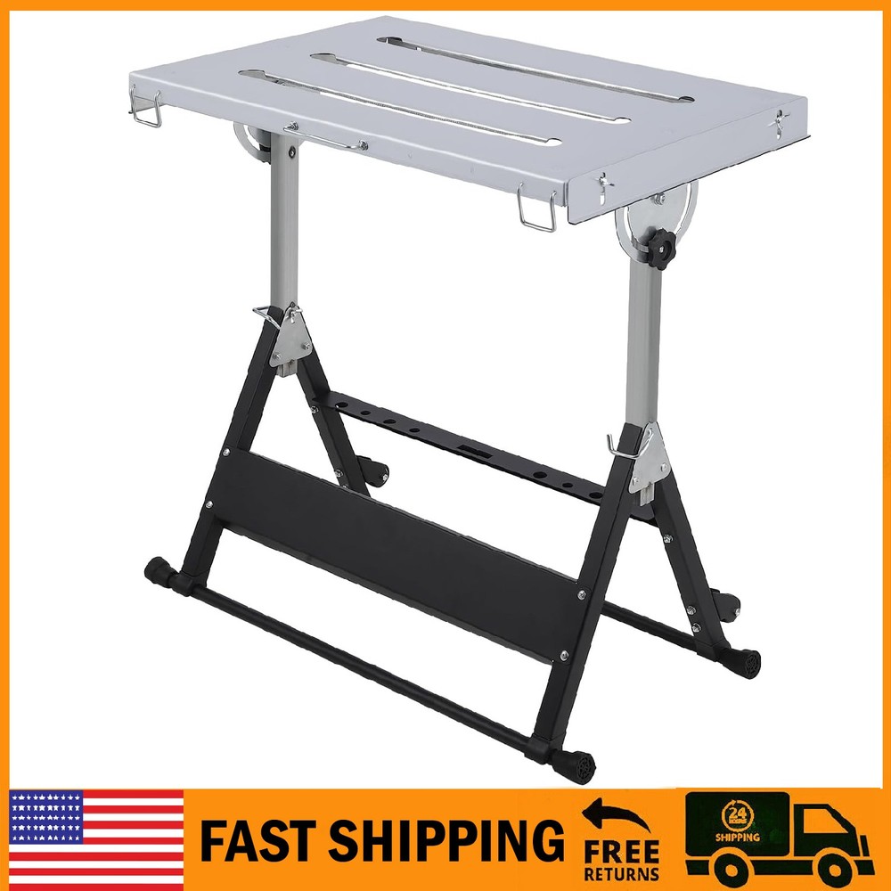 Welding Table 46"x18" Folding Steel Workbench 1000Lbs Capacity Adjustable Height