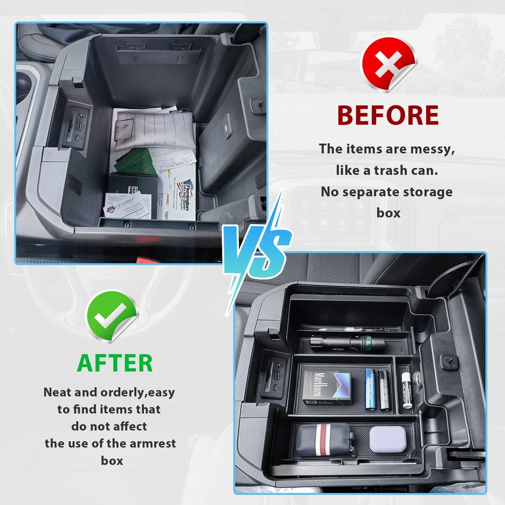 Center Console Organizer Compatible with 2019-2022 Chevy black