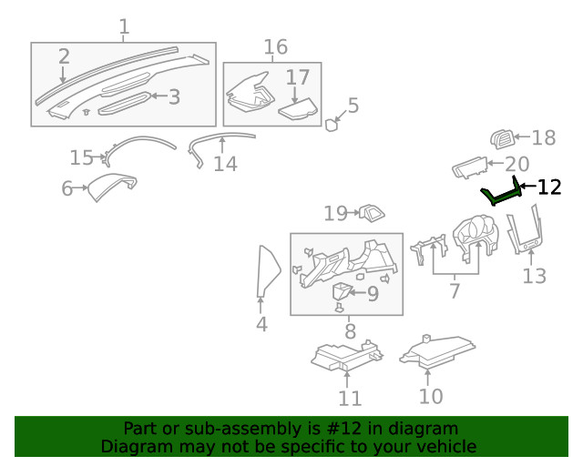 Graphite Silver Metallic Instrument Panel Accessory Upper Trim Panel (20762733)