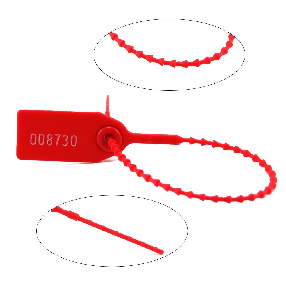 (R) 100 Plastic Tamper Seals, Zip Ties for Fire Extinguishers Pull Tite Secur...