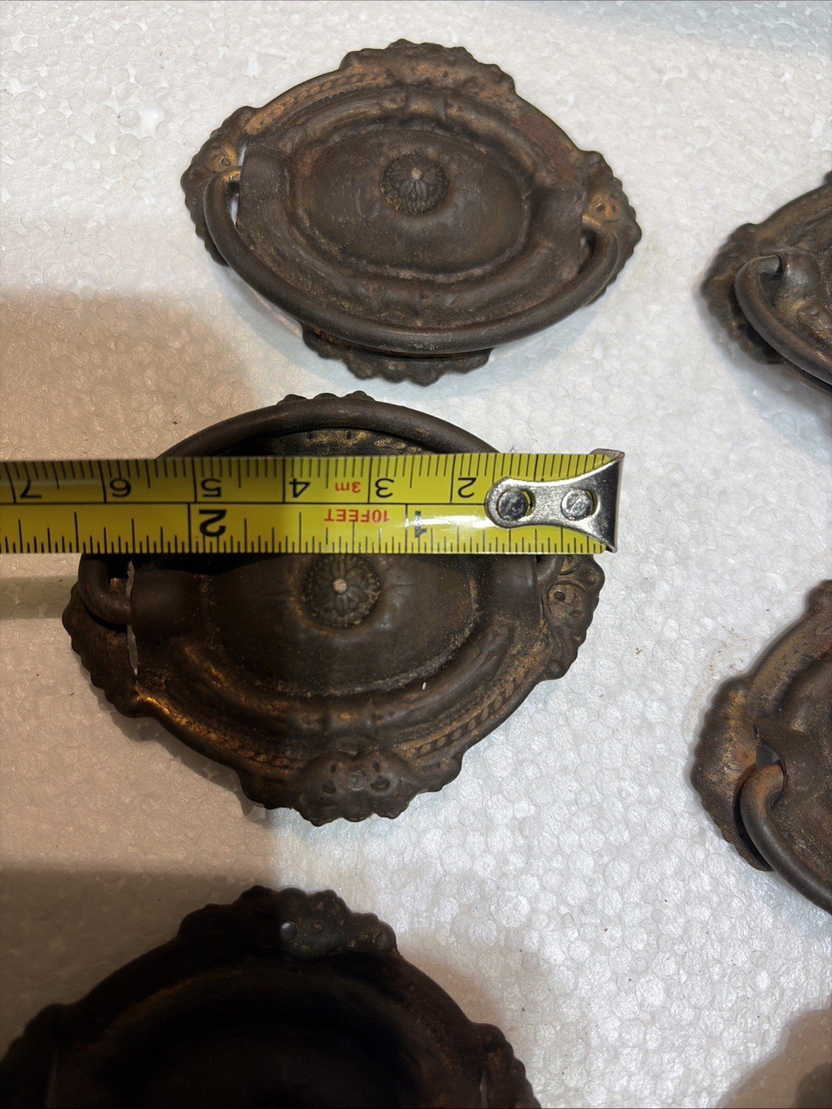 7 Vintage Metal Drop Pulls From Old Desk Ornate (storage4)