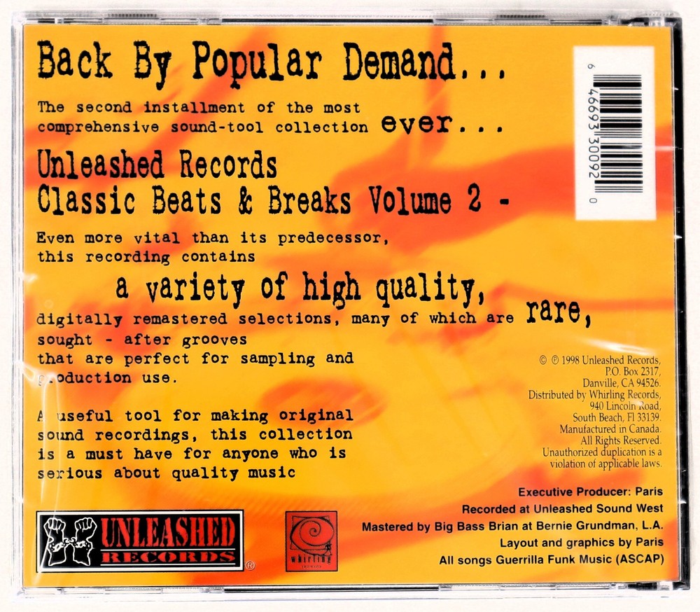 Unleashed Records Classic Beats & Breaks Vol. 2 Sample/Sound Library/Sampling CD