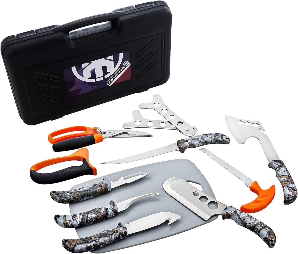 Hunting Deer Knife Set Field Dressing Kit Portable Butcher Game Processor Set...