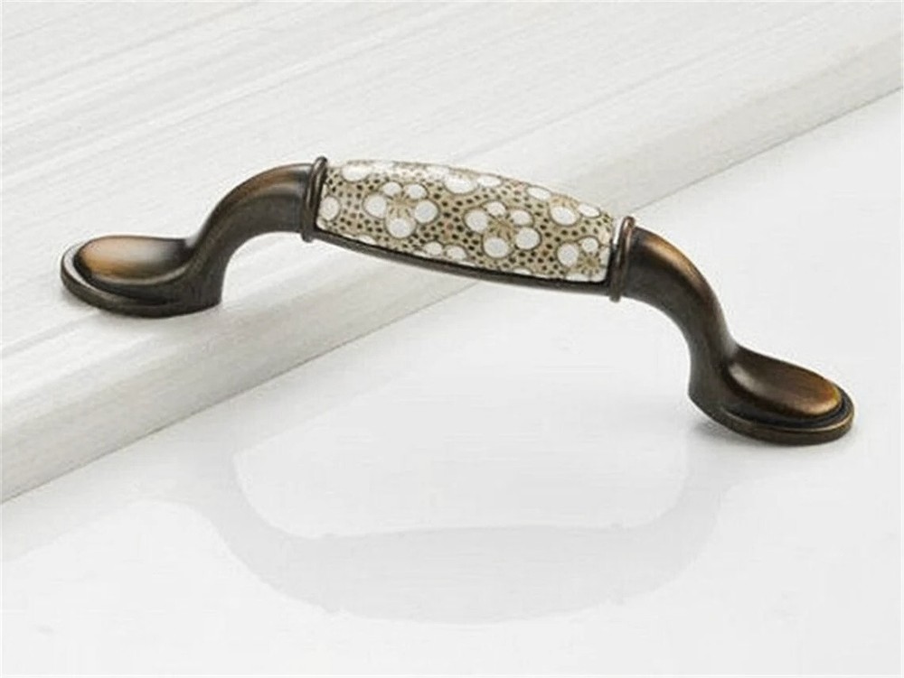 3.78'' 5'' Antique Bronze Classic floral print Ceramic Drawer Knobs Cabinet pull