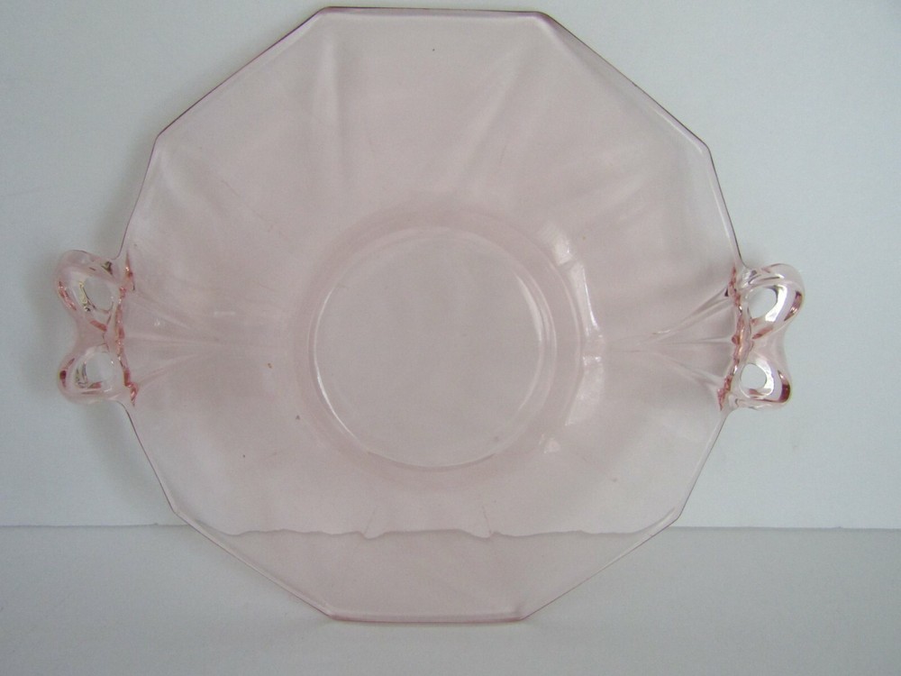 Pink Depression Glass - SMALL HANDLE SERVING TRAY 8.5" X 6.75"
