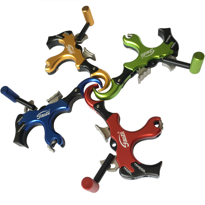 10-100LB 4 Finger Grip Thumb Trigger Archery Hunt Compound Bow Release Aid