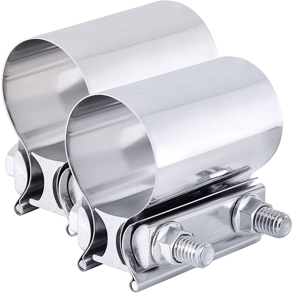 2x Exhaust Clamp 2Inch Butt Joint Exhaust Muffler Clamp Band For Pipe Connection