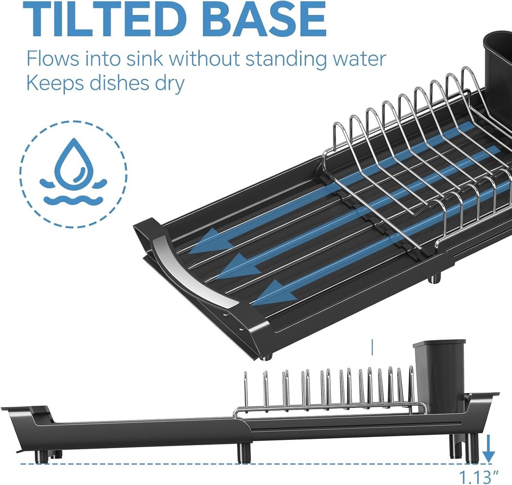 Small Dish Drying Rack, Compact Expandable Dish Rack
