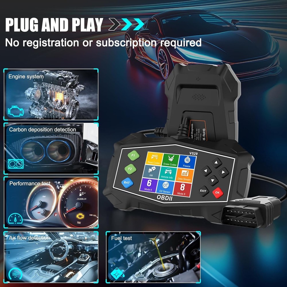 OBD2 Scanner Diagnostic Code Reader,Automotive OBD II Engine Light,Battery Teste