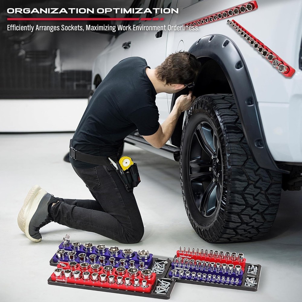 Portable Magnetic Socket Holder Set - 6-Piece Storage Solution for Every Toolbox