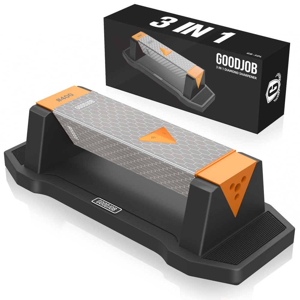 Extra Large Diamond Sharpening Stone Set 3 Side Grit Large, Orange