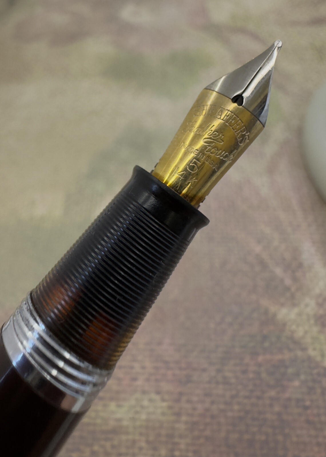 Sheaffer Touchdown TM Desk Set, 14k Med. Feather Touch 5 Nib