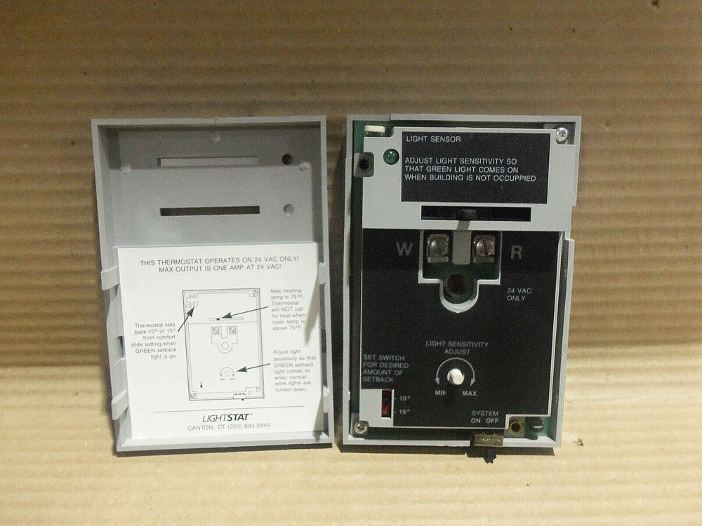 New Lightstat TGH1 Light Sensitive Automatic Setback Thermostat Heating Only AK