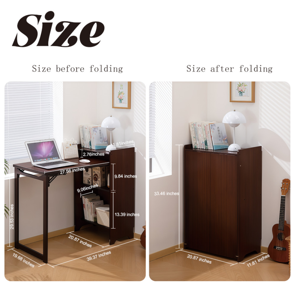 Folding Desk, Space-Saving Computer Desk for Small Spaces, Foldable Study Table