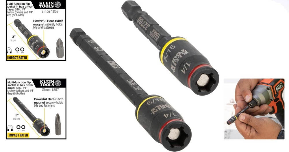 Compact 2-Piece Impact Driver Set: 3-in-1 Flip Socket for Ultimate Flexibility
