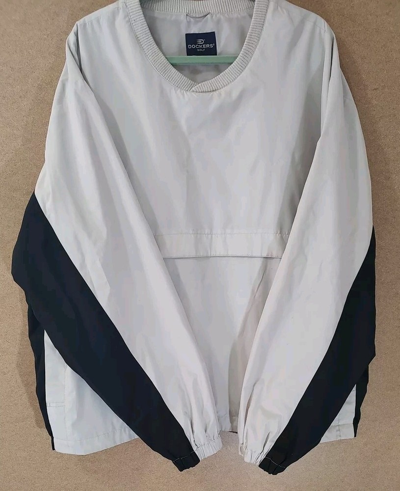 Nylon Golf Pullover Wind Breaker Tan & Black Dockers Size XXL