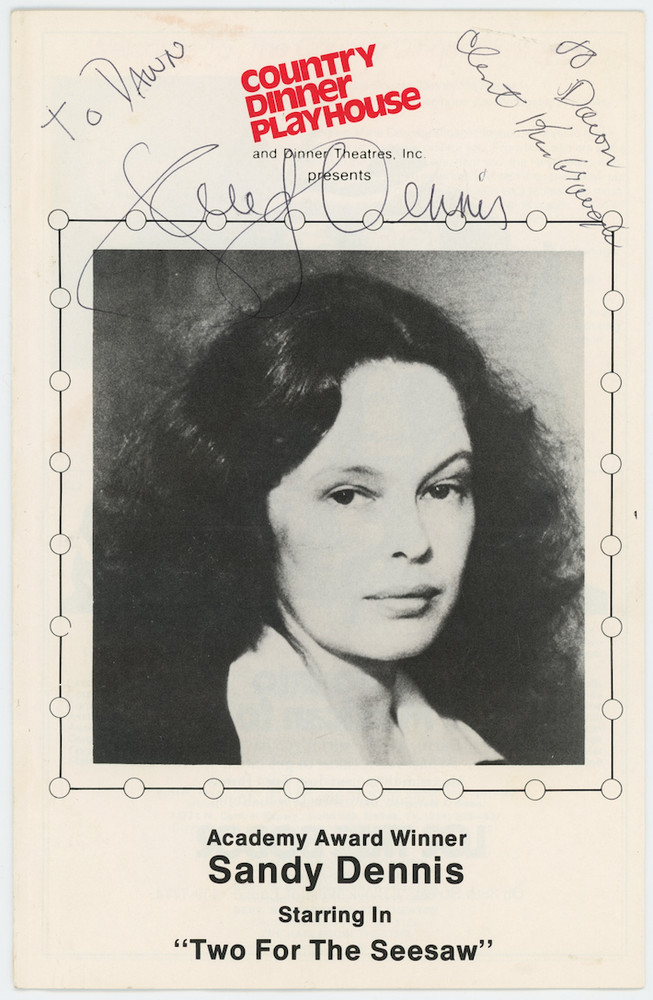 Sandy Dennis Autographed Signed Playhouse Program AMCo COA 24147