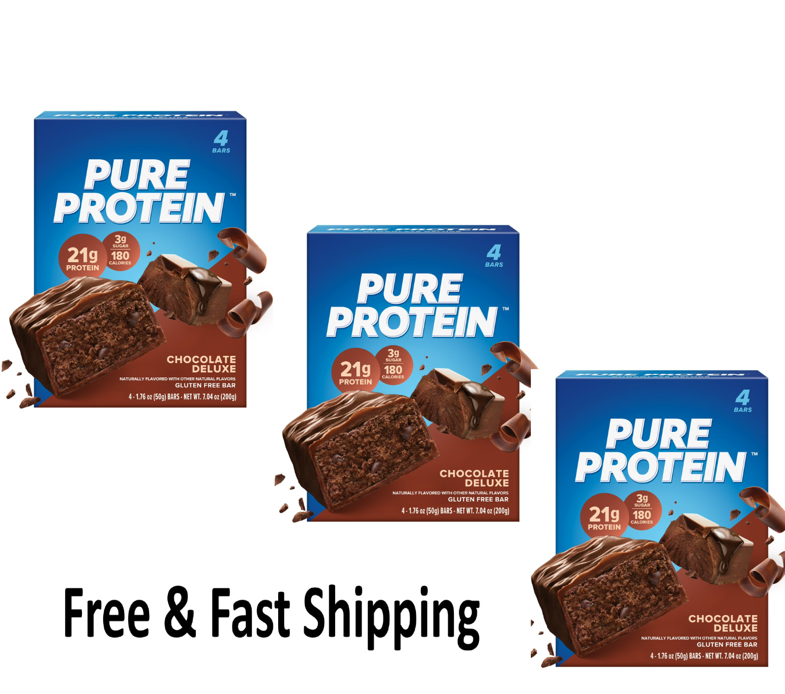 Pure Protein Bar, Chocolate Deluxe, 21g Protein, Gluten Free, 1.76 oz, 12 Ct