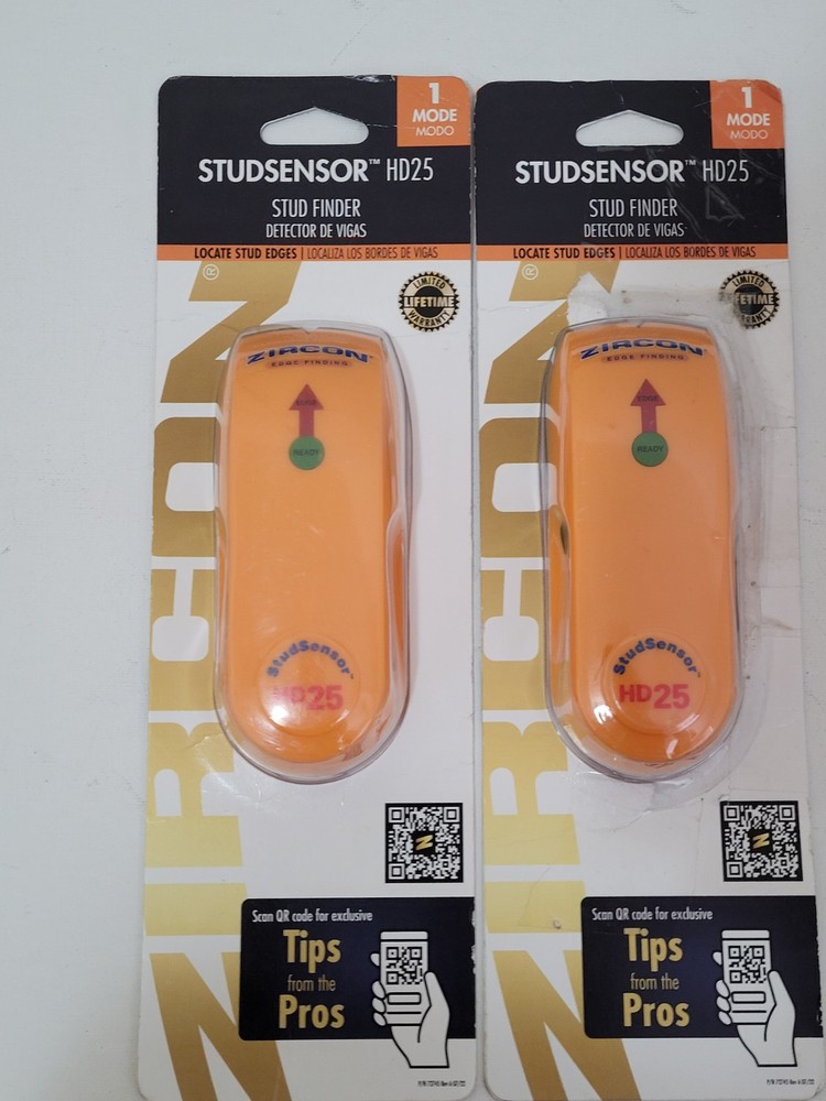 Zircon StudSensor HD25 Stud Finder Packaging & Batt Not Included . 2 Pack