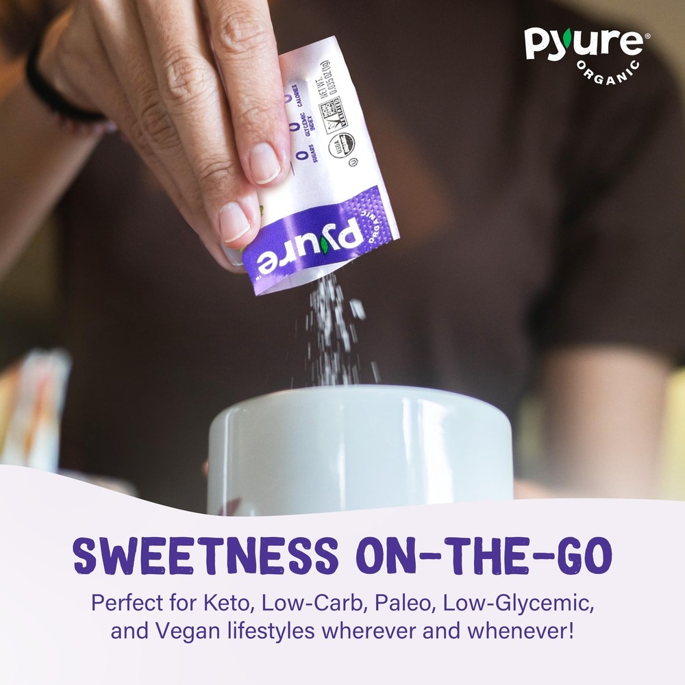 Pyure Organic Stevia Packets | Zero Calorie Sweetener, Non-GMO | 1000 Packets