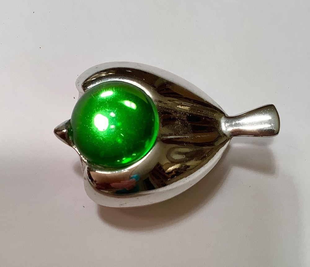 Iconic Christofle Silverplate Green Glass Heart Petite Love Bird