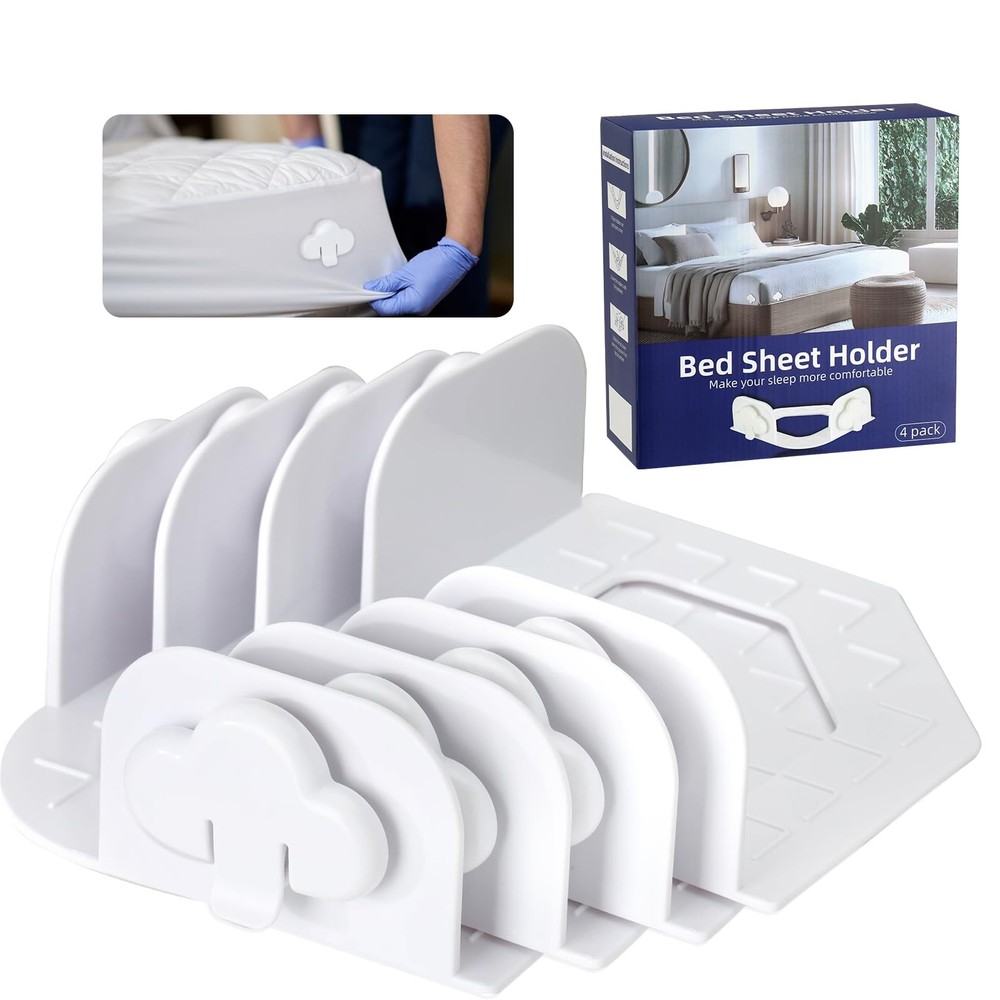 Bed Sheet Holders for Corners, Fitted Sheet Clips Keep Sheets Firm & Tight, M...
