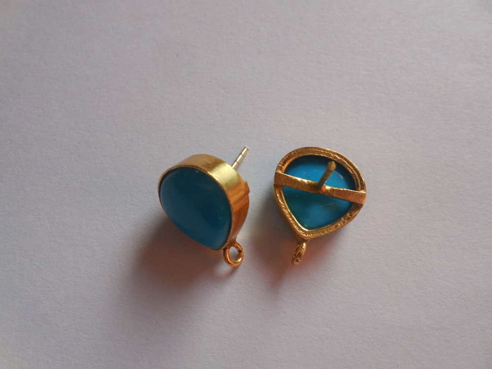 Turquoise Stud Connector Ear Post Earring Gemstone Jewelry Making Charm DIY