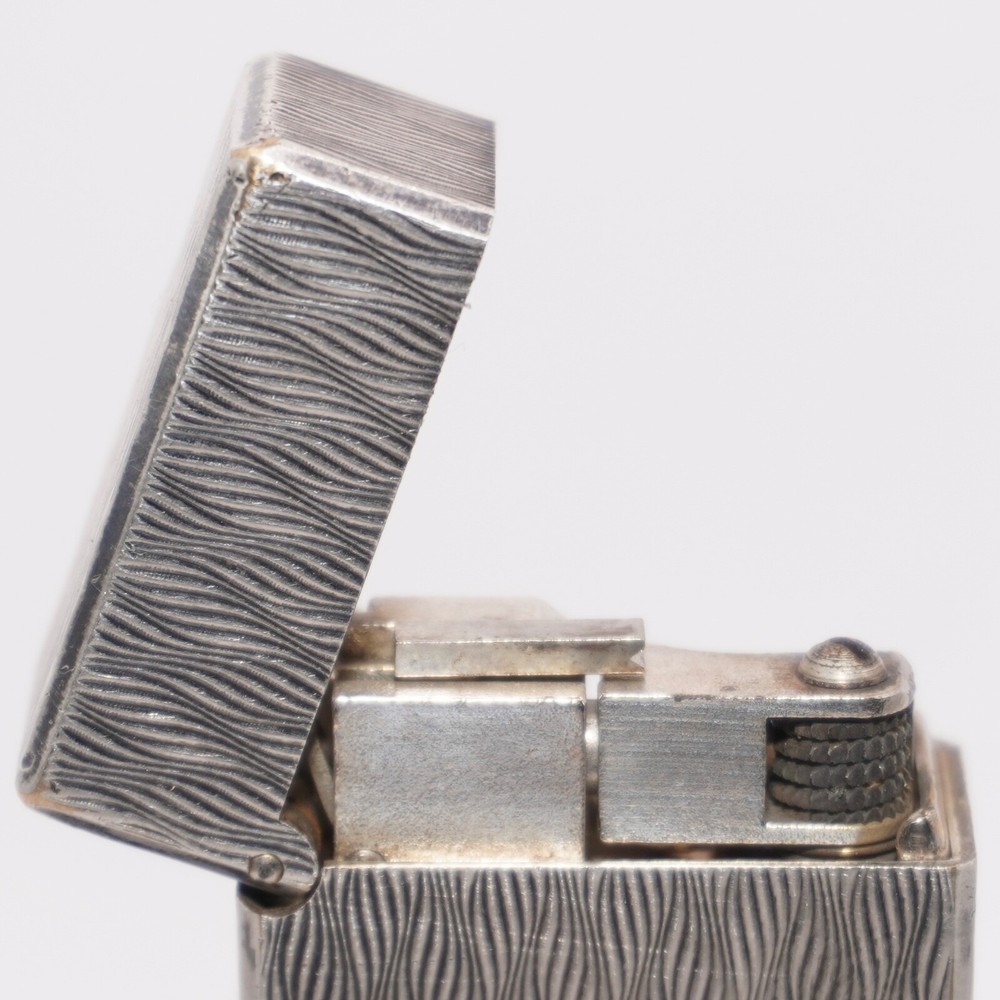 Dunhill Rollagas Lighter Silver CHEVRON Pattern-Ultrasonically cleaned_Working