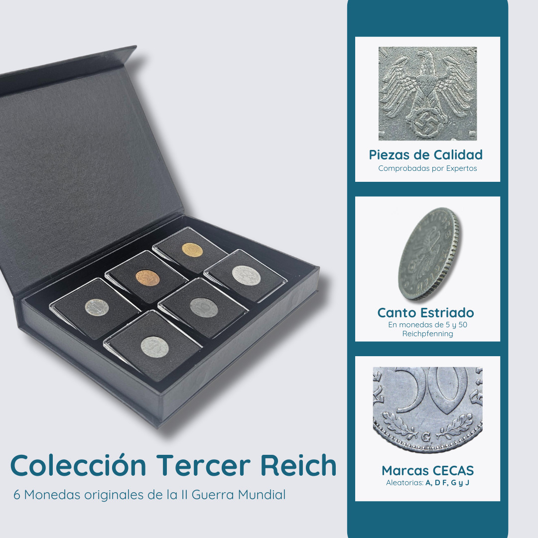 IMPACTO COLECCIONABLES - 6 WWII German Coins (1936-1945) | Third Reich COA Set