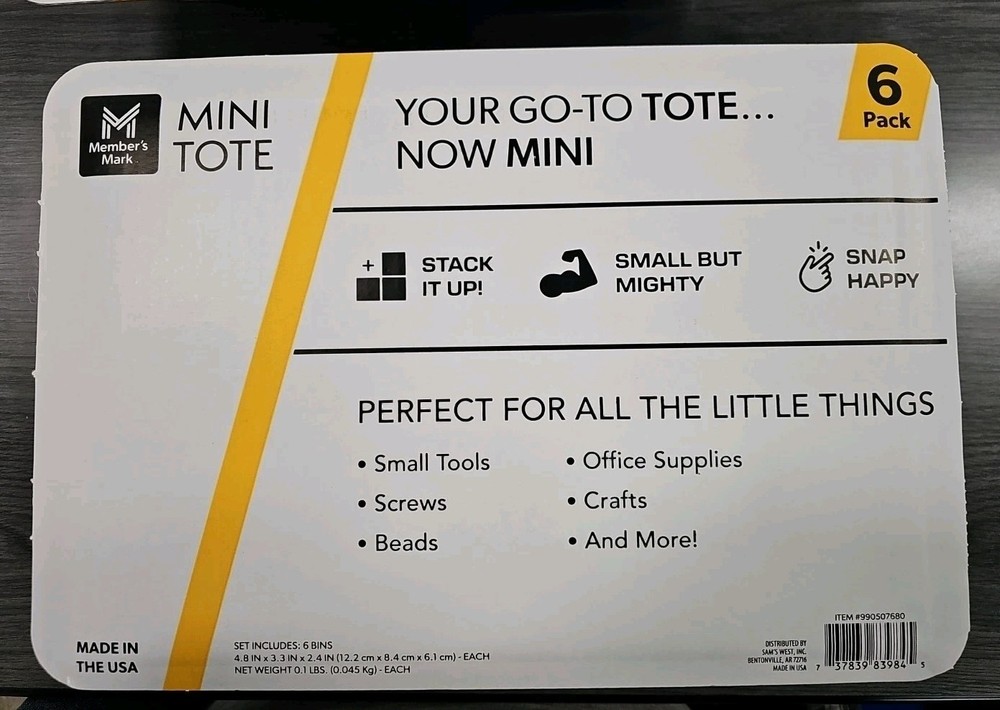 Members Mark Stackable Mini Tote 6 Pack