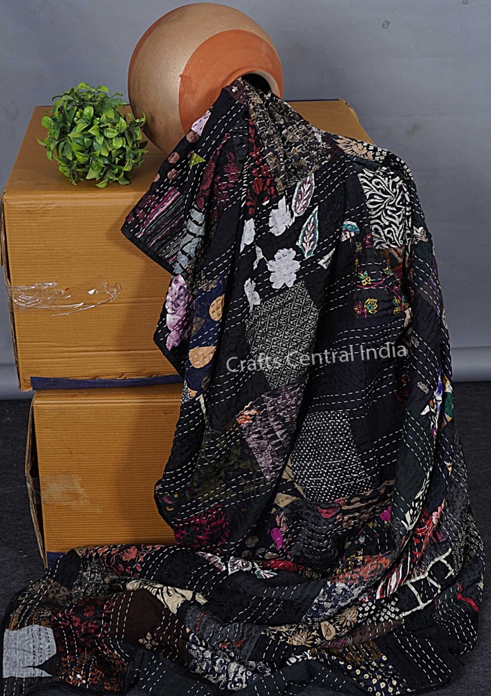 Boho bedding bedspread kantha quilt silk patchwork quilt decorative kantha Throw