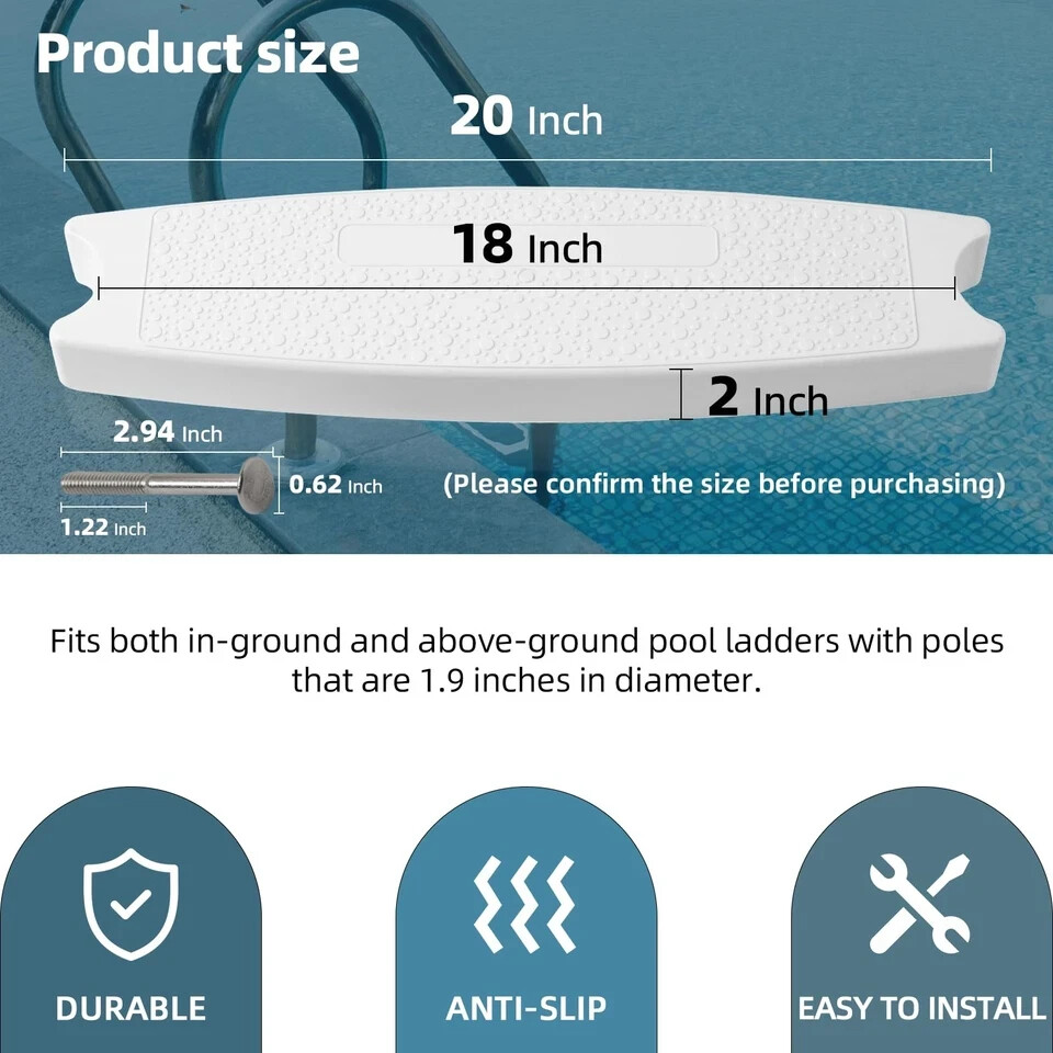 3-Pack White 18 Universal Pool Ladder Steps Replacement Heavy-Duty Molded Pl