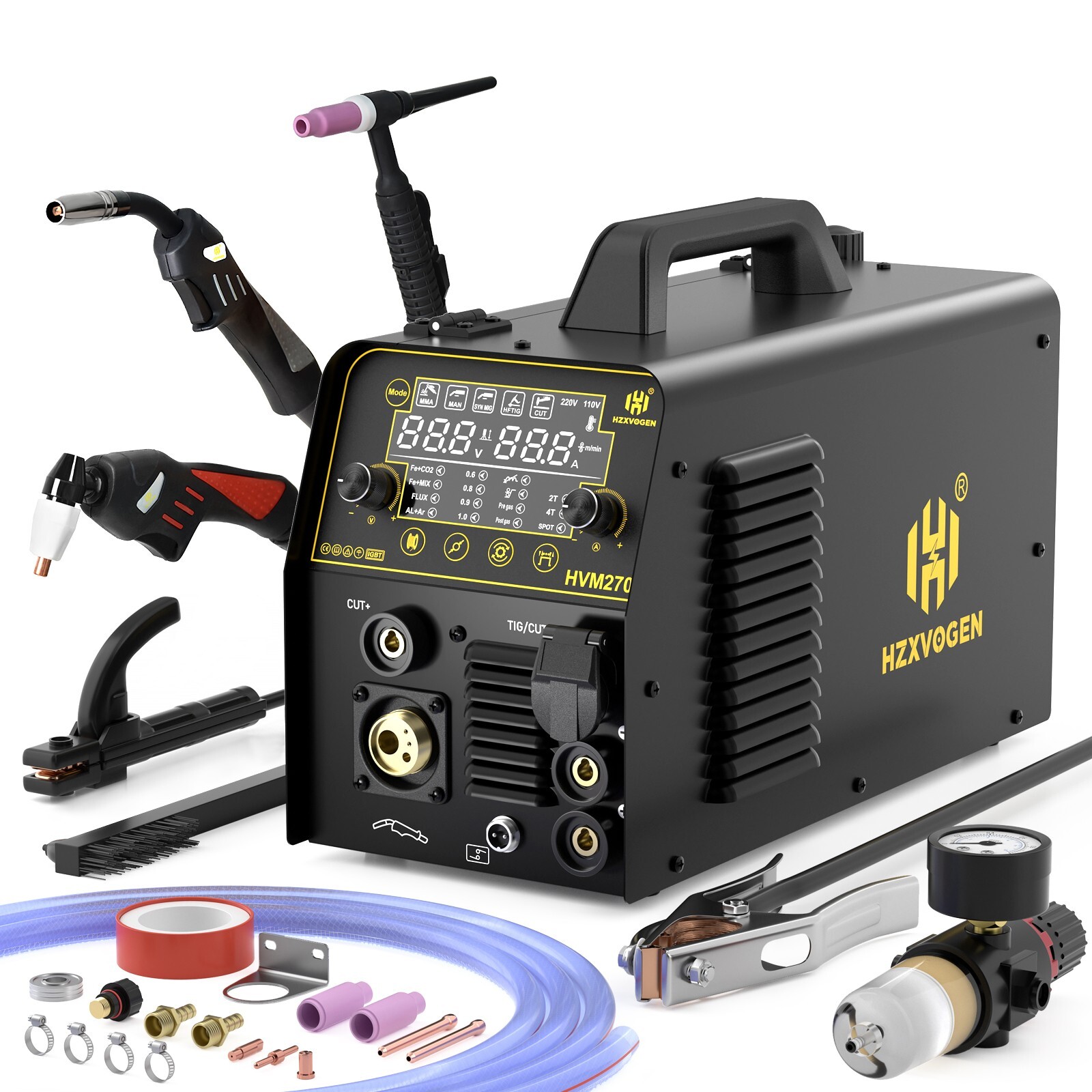6 in1 MIG/CUT/TIG/MMA Welder 220V 250A Gas/Gasless Welding Machine Plasma Cutter
