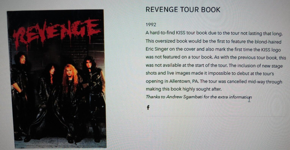 KISS REVENGE TOURBOOK 1992
