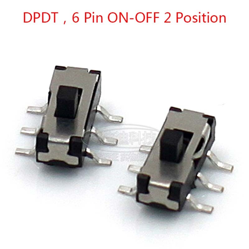 Micro Slide Switch DPDT 2P2T 6 Pin ON-OFF 2 Position DVD Panel Mount SMD Switch