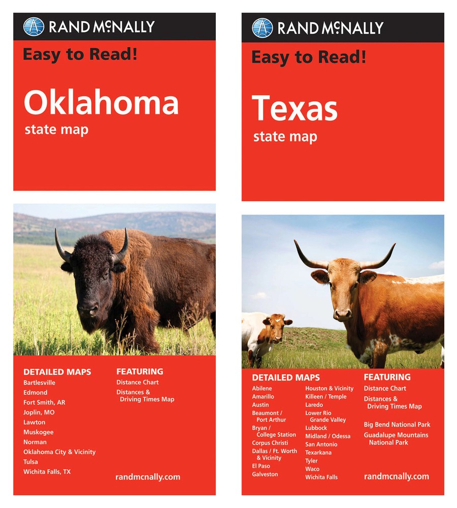 Rand McNally State Maps: Oklahoma and Texas (2 Maps)