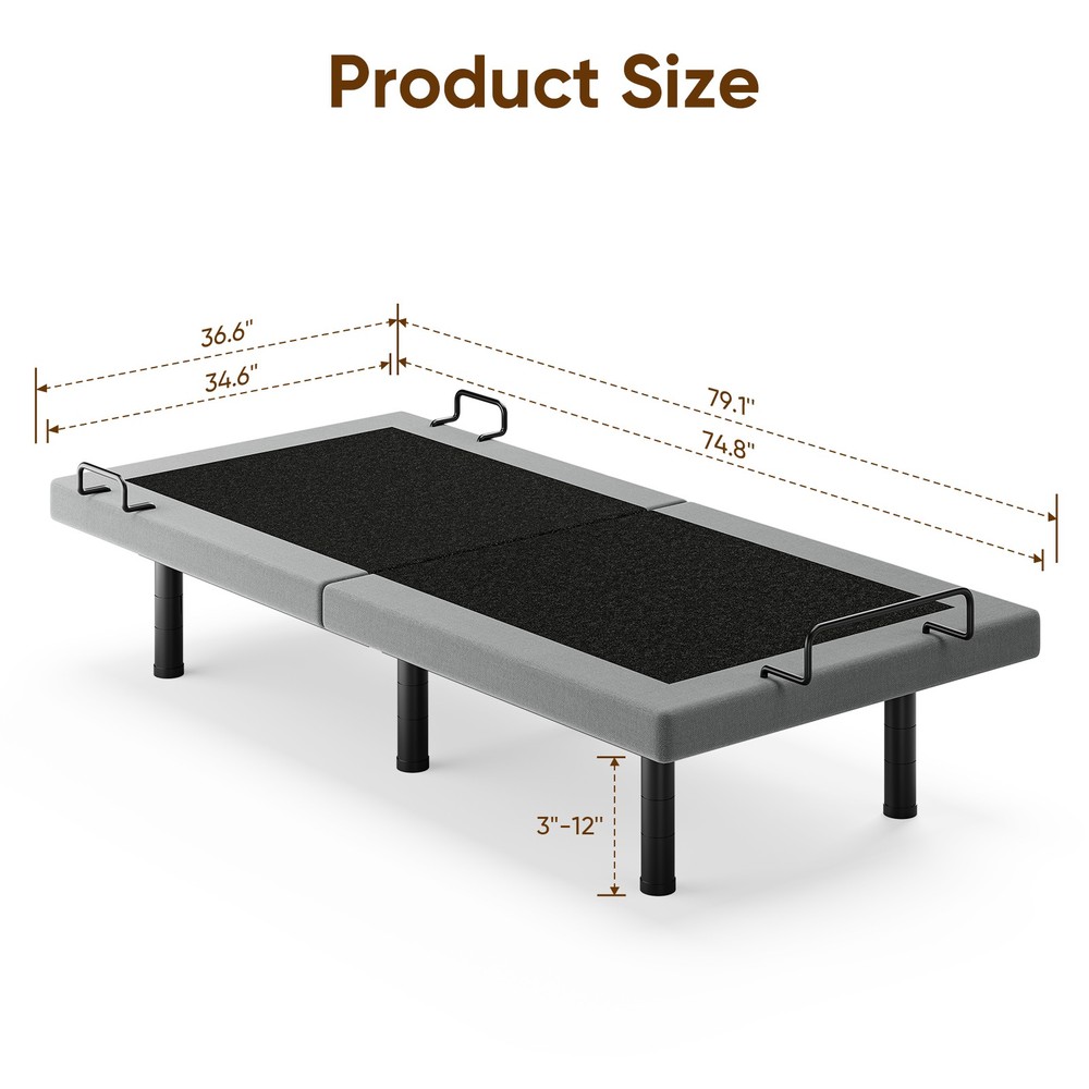 Split King Electirc Adjustable Bed Frame Base With Massage Remote USB Twin XL