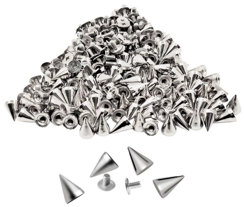 100pcs Cone Spikes Screwback Studs Silver Punk Rivets for DIY Leather Craft