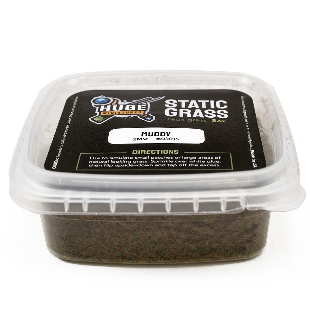 Huge Miniatures Static Grass, Muddy Green 2mm Fall Winter – 8oz Container