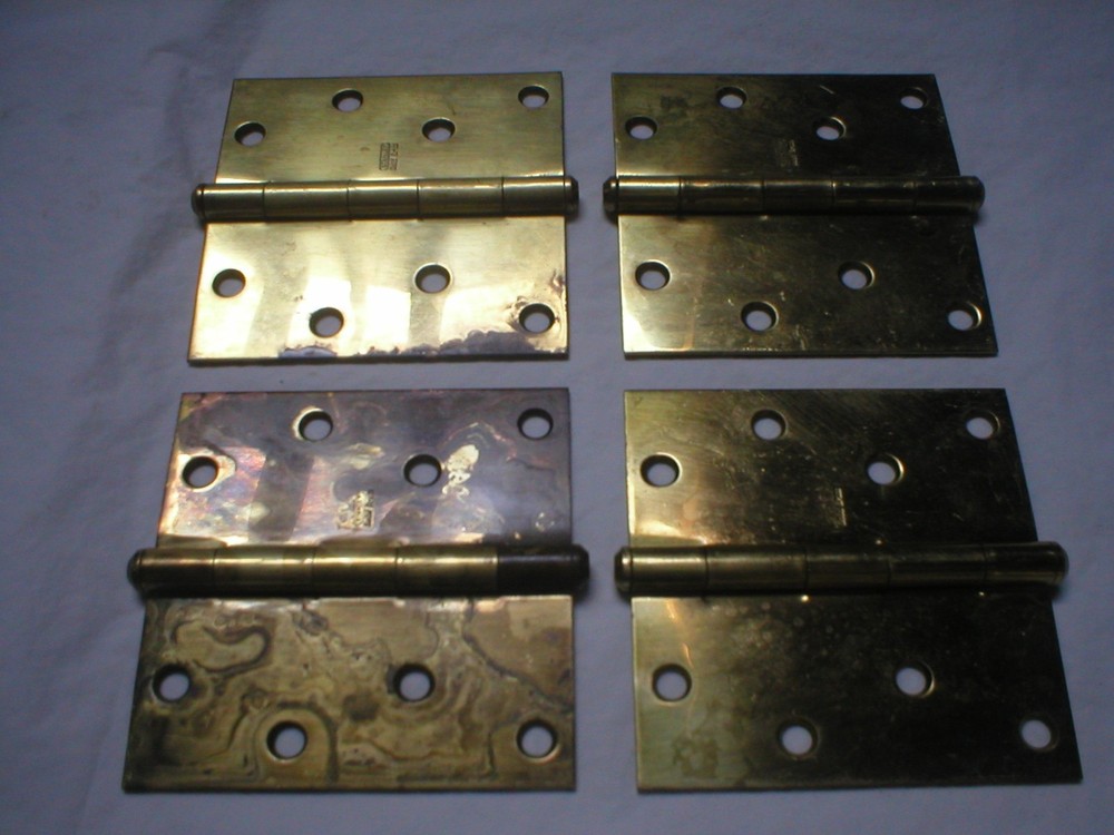 Vintage Stanley Solid Brass 4" Hinge Pair