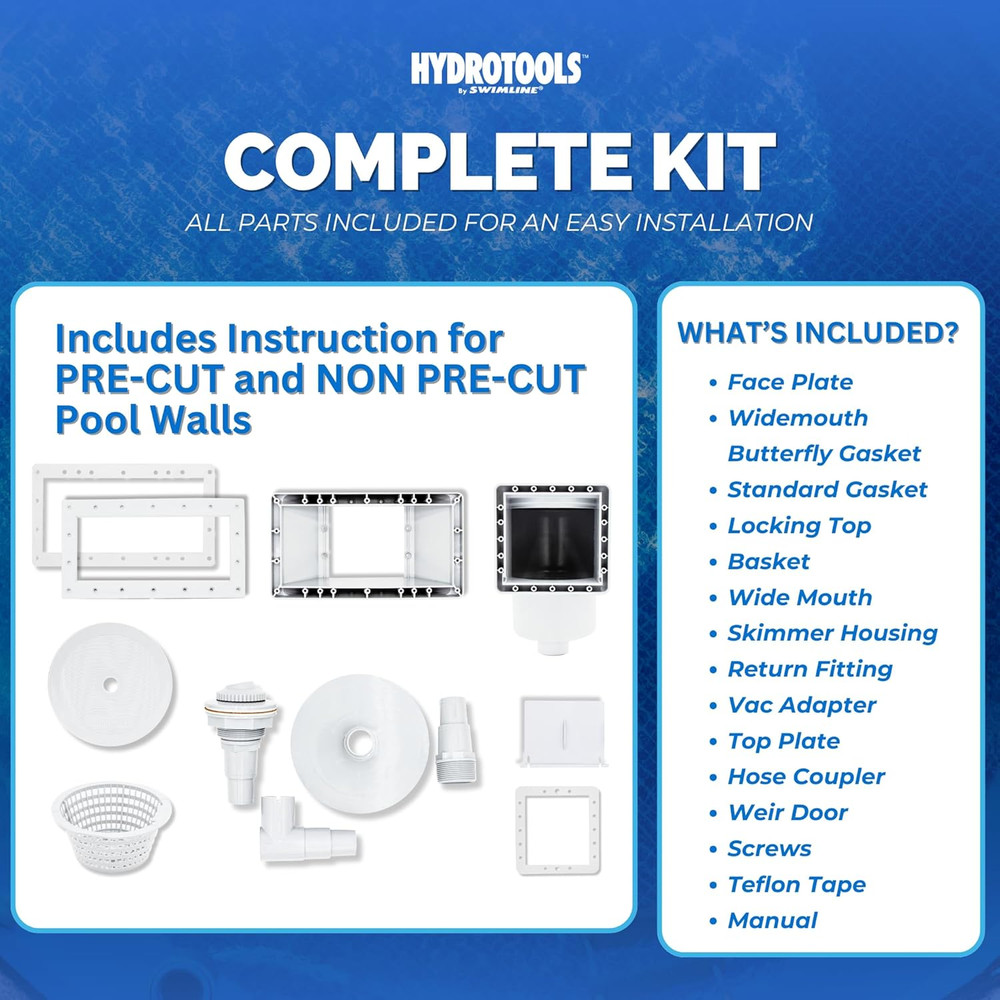 HYDROTOOLS Above Ground Pool Skimmer Kit with Water Leveling System