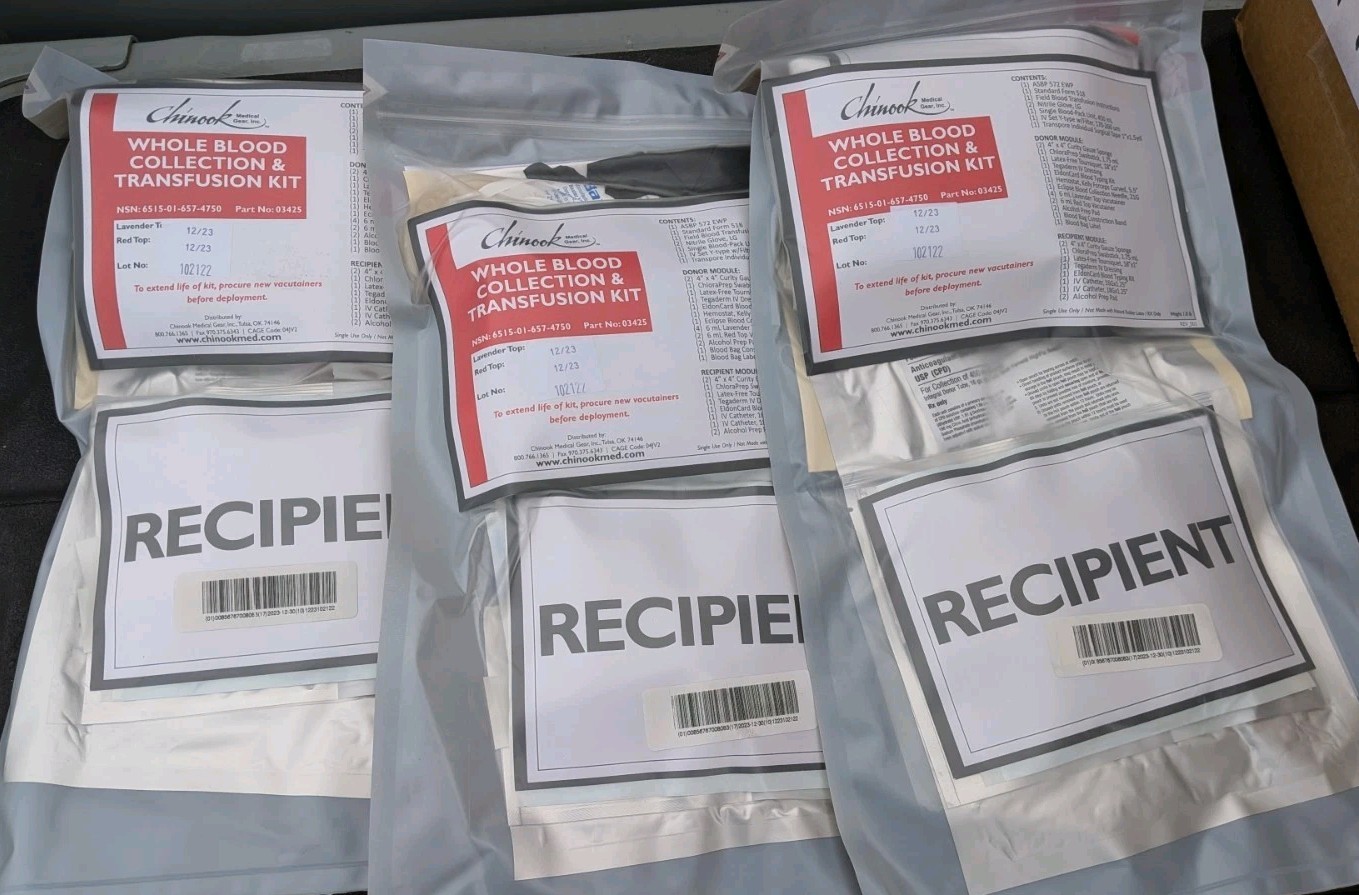 Lot Of 3 - Chinook Medical Gear Whole Blood Collection & Transfusion Kit 12/23
