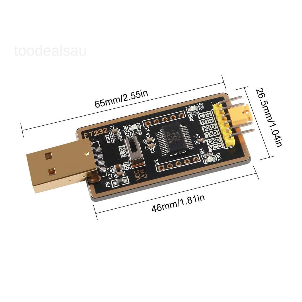 FT232RL USB to TTL Adapter for Development Projects, Serial black