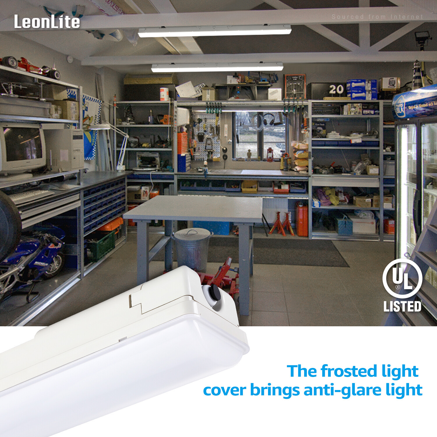 8-Pack 4ft LED Vapor Tight Light, UL Listed Vapor Proof Light, 5000K Daylight