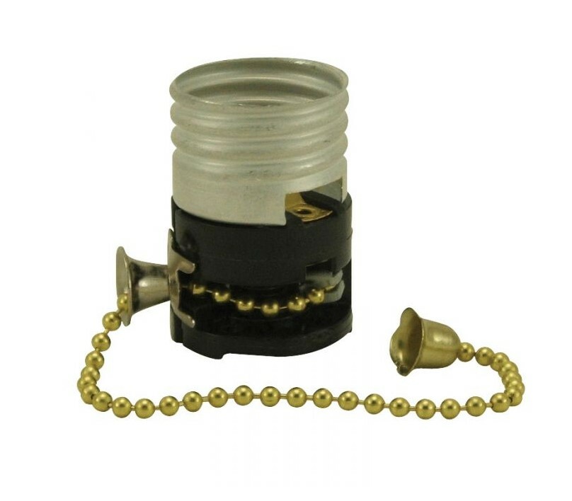 Lamp Parts 3-WAY PULL CHAIN Replacement MB Socket/Electrolier-Pol. Brass Chain