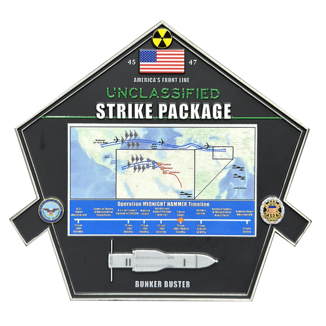 CL-ZZ Midnight Hammer Challenge Coin Honoring Pete Hegseth B-52 Bunker Buster St
