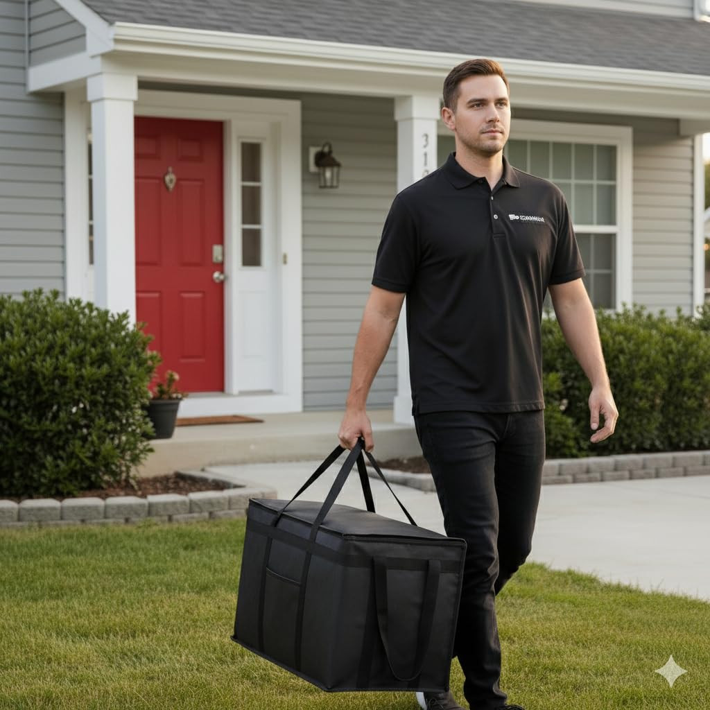 Insulated Food Delivery Bag, XXXL Insulated Reusable Grocery Cooler/Hot Bags, To