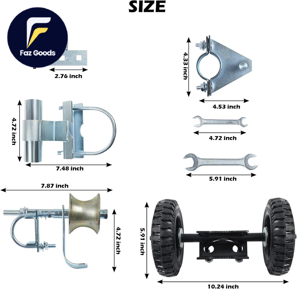 6" Wheels Rolling Gate Hardware Kit for Chain Link Gate Sliding Gate Hardware